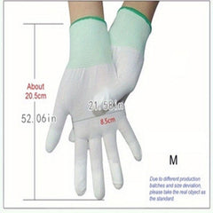 12Pairs Nylon PU Finger Coated Gloves Anti static Knitted Gloves