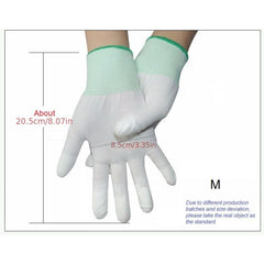 12Pairs Nylon PU Finger Coated Gloves Anti static Knitted Gloves