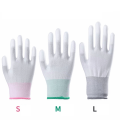 12Pairs Nylon PU Finger Coated Gloves Anti static Knitted Gloves