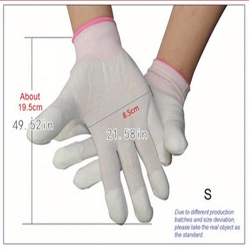 12Pairs Nylon PU Finger Coated Gloves Anti static Knitted Gloves
