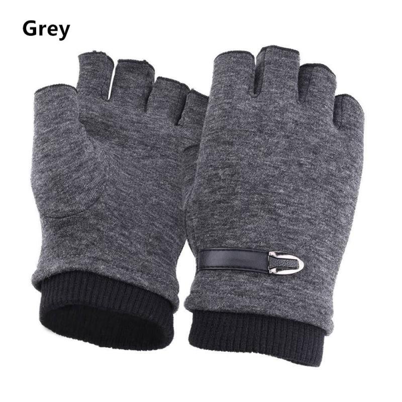 Mens Thermal Fingerless Knitted Winter Gloves