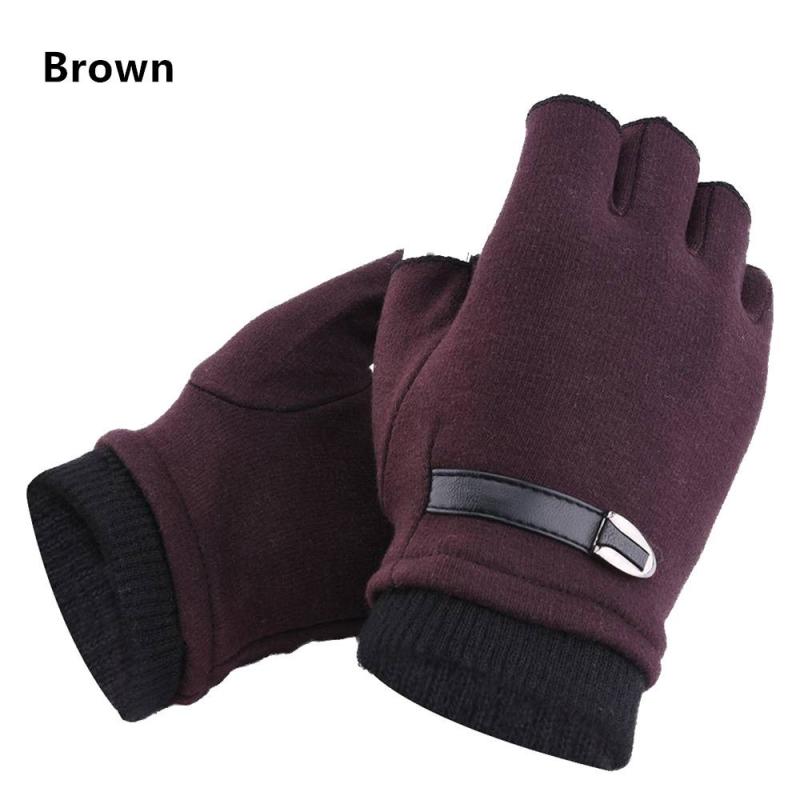 Mens Thermal Fingerless Knitted Winter Gloves