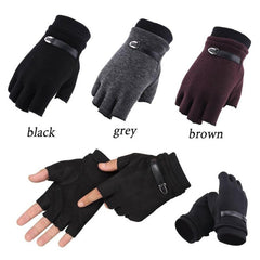 Mens Thermal Fingerless Knitted Winter Gloves