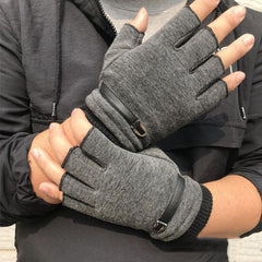 Mens Thermal Fingerless Knitted Winter Gloves
