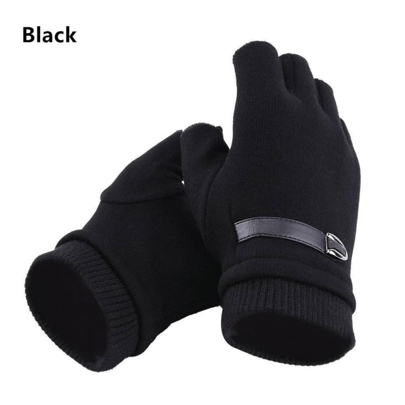 Mens Thermal Fingerless Knitted Winter Gloves