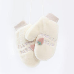 Couples Cartoon Strawberry Windproof Warm Gloves Winter Cold Weather