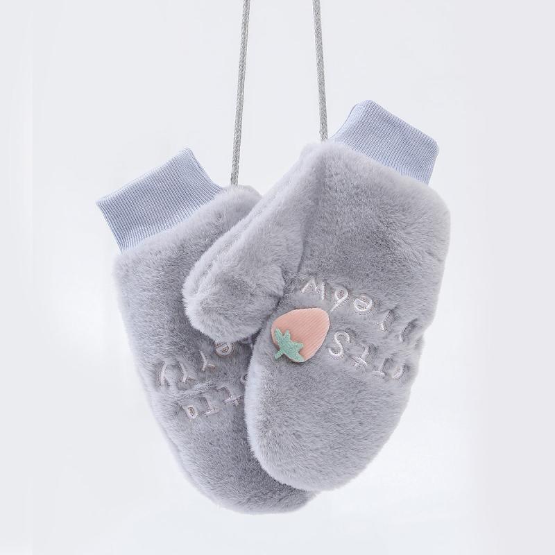 Couples Cartoon Strawberry Windproof Warm Gloves Winter Cold Weather