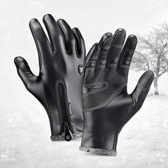 Warm Thermal PU Leather Touch Screen Gloves Windproof Waterproof Gloves