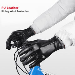 Warm Thermal PU Leather Touch Screen Gloves Windproof Waterproof Gloves