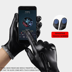 Warm Thermal PU Leather Touch Screen Gloves Windproof Waterproof Gloves