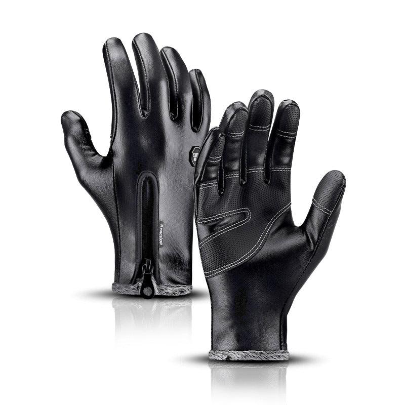 Warm Thermal PU Leather Touch Screen Gloves Windproof Waterproof Gloves