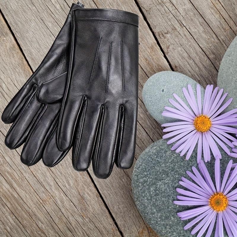 Winter Waterproof Leather Gloves For Men Plush Lined