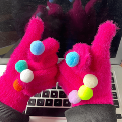 Elastic Knitted Fur Ball Gloves For Snowmobile Hiking