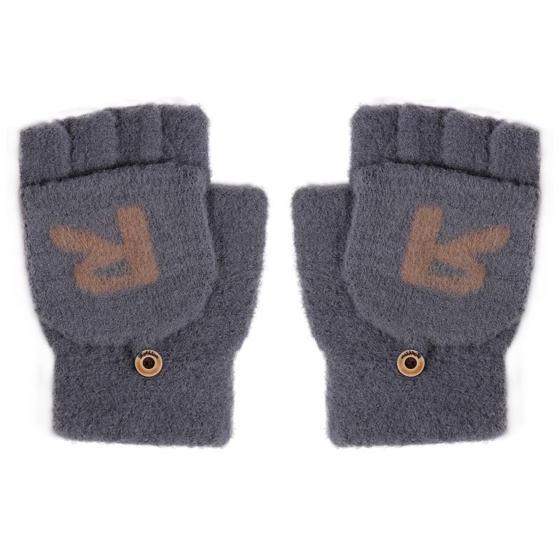 Men's Winter R Letter Knitted Fleece Gloves