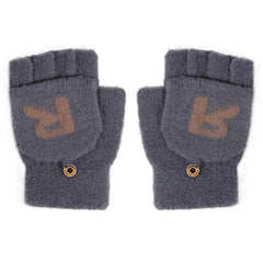 Men's Winter R Letter Knitted Fleece Gloves