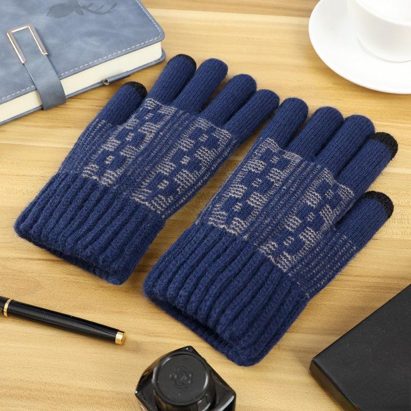 Men's Winter Double-Layer Knitted Riding Gloves