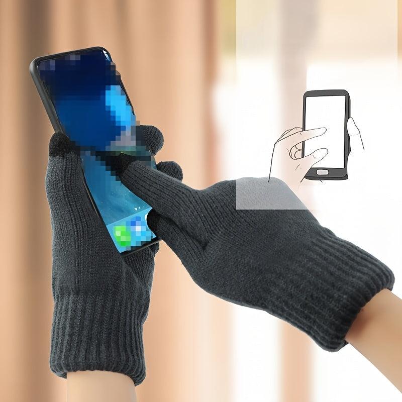 Men's Winter Double-Layer Knitted Riding Gloves