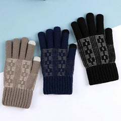 Men's Winter Double-Layer Knitted Riding Gloves