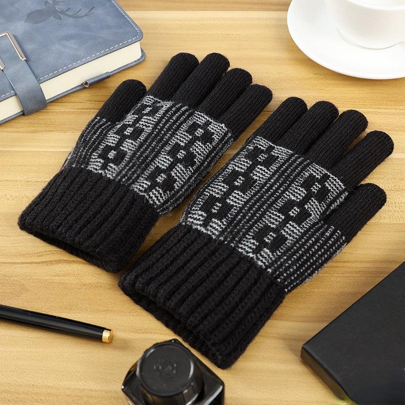 Men's Winter Double-Layer Knitted Riding Gloves