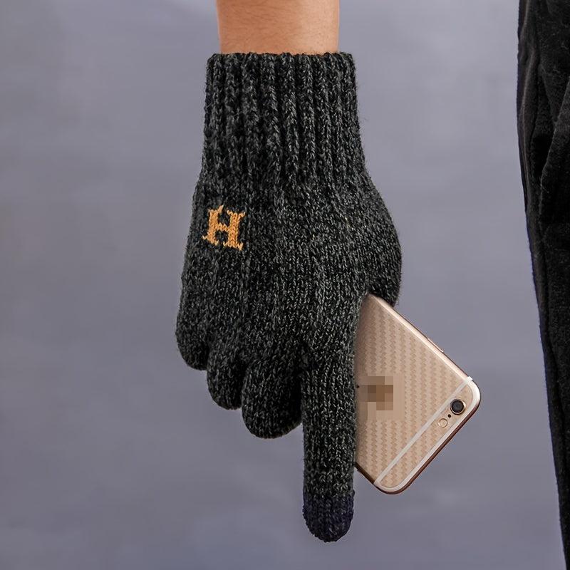 Men's Winter Double Layer Thick Knitted Gloves