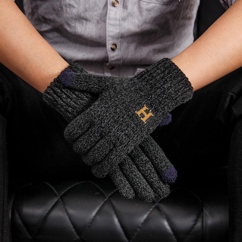 Men's Winter Double Layer Thick Knitted Gloves
