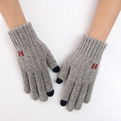 Men's Winter Double Layer Thick Knitted Gloves
