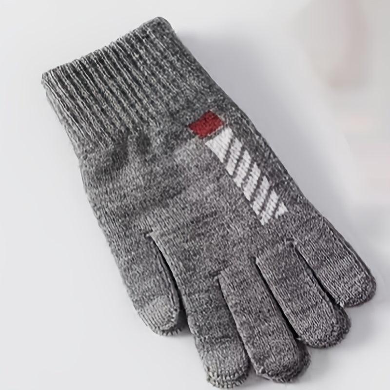 Men's Winter Touch Screen Gloves Warm Cold Knitted Wool Cycling Glove