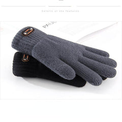 Men's Winter Double Layer Knitted Gloves Riding Gloves