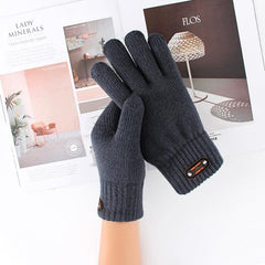 Men's Winter Double Layer Knitted Gloves Riding Gloves