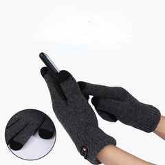 Men's Winter Double Layer Knitted Gloves Riding Gloves