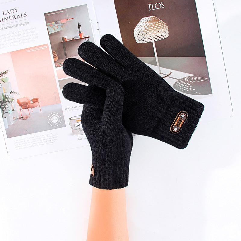 Men's Winter Double Layer Knitted Gloves Riding Gloves