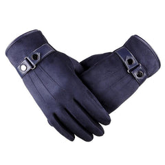 Men's Winter Suede Fuzzy Touch Screen Gloves - Thick Warm Cotton Gloves