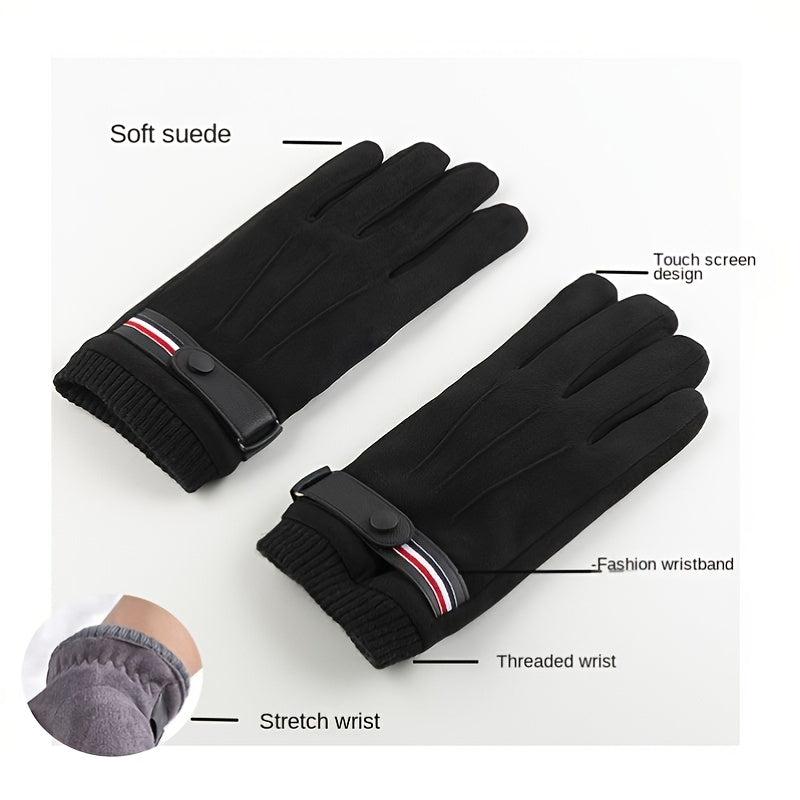Men's Thickened Velvet Warm Gloves Touch Screen Outdoor Sports Gloves