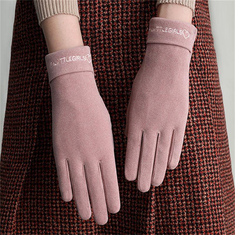 Women's Winter Velvet Touch Screen Gloves for Outdoor Cycling - Keep Warm