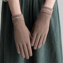 Women's Winter Velvet Touch Screen Gloves for Outdoor Cycling - Keep Warm