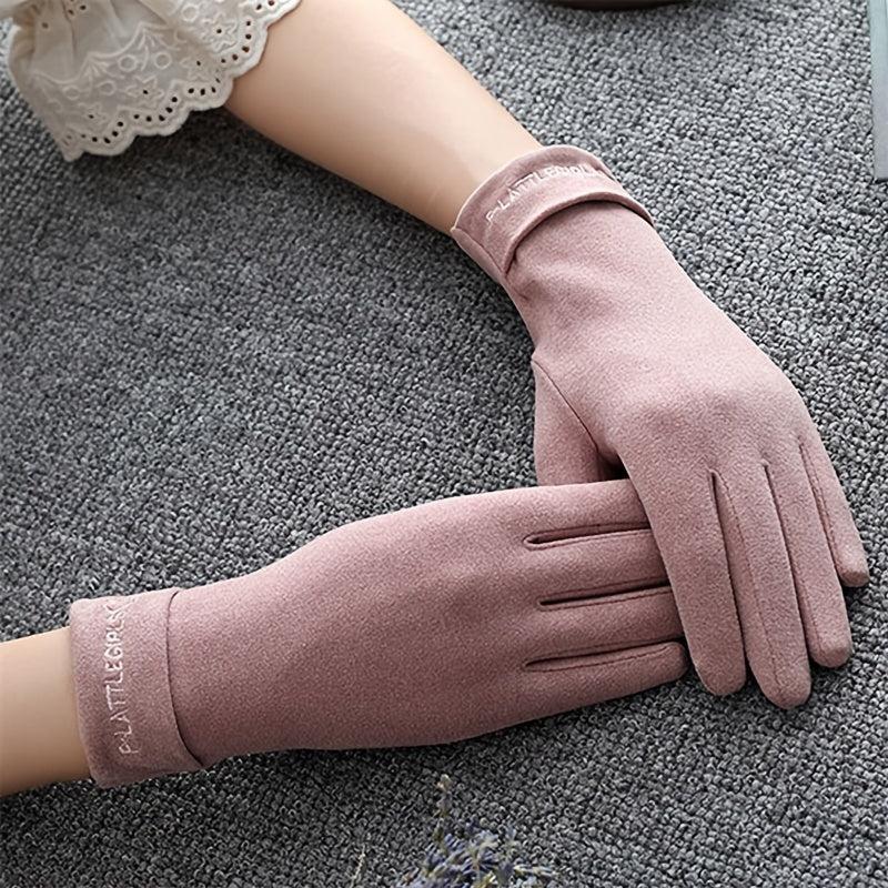 Women's Winter Velvet Touch Screen Gloves for Outdoor Cycling - Keep Warm