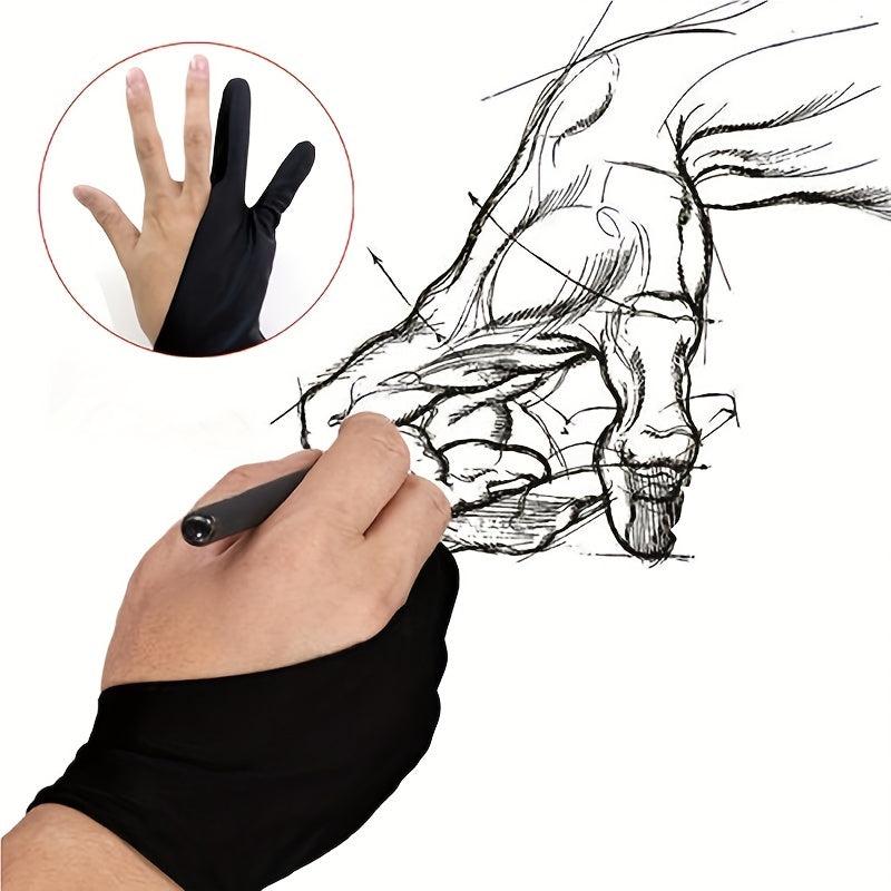 Professional Artist Drawing Gloves Two Finger Anti Fouling Glove
