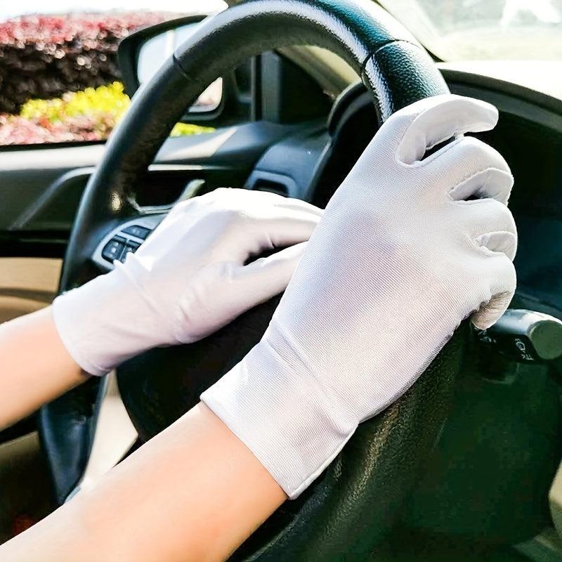 Short Sunscreen Satin Gloves for Women