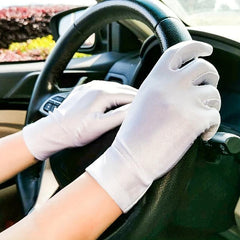 Short Sunscreen Satin Gloves for Women