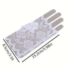 Floral Lace Fingerless Gloves for Women