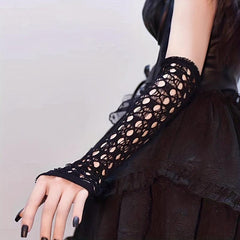 Hollow Out Ripped Gloves for Women