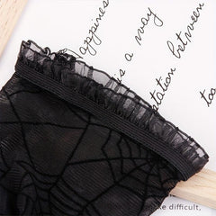 Spider Pattern Lace Gloves Y2K Translucent Fingerless Gloves
