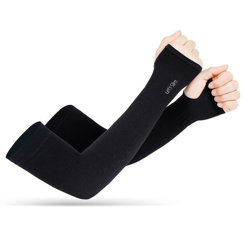 Fingerless Sunscreen Ice Silk Sleeves Pair for Riding Sports Sunshade