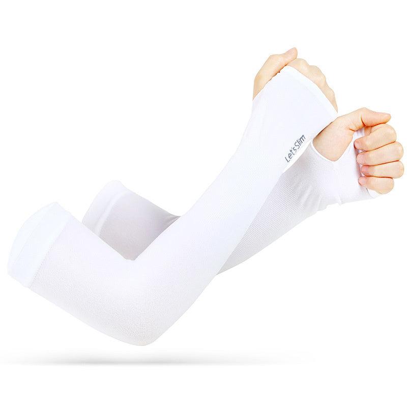 Fingerless Sunscreen Ice Silk Sleeves Pair for Riding Sports Sunshade