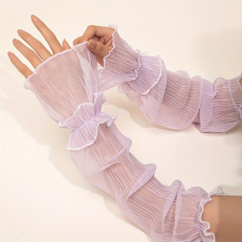 Ruffles Lace Sleeve Sunscreen UV Protection Loose Fit Sleeves