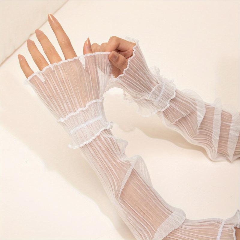 Ruffles Lace Sleeve Sunscreen UV Protection Loose Fit Sleeves