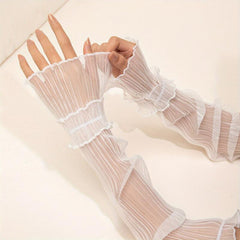 Ruffles Lace Sleeve Sunscreen UV Protection Loose Fit Sleeves