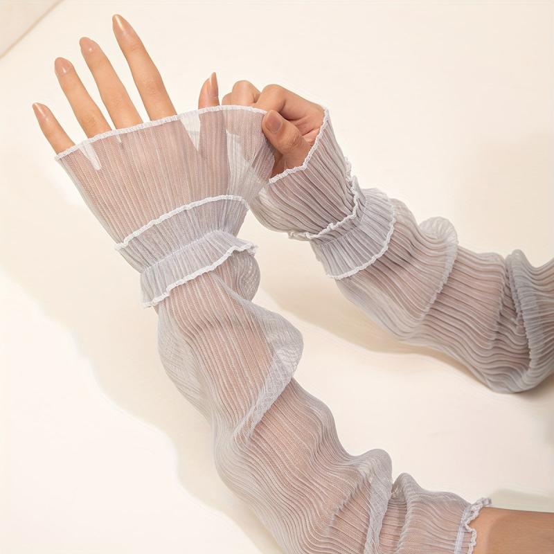 Ruffles Lace Sleeve Sunscreen UV Protection Loose Fit Sleeves