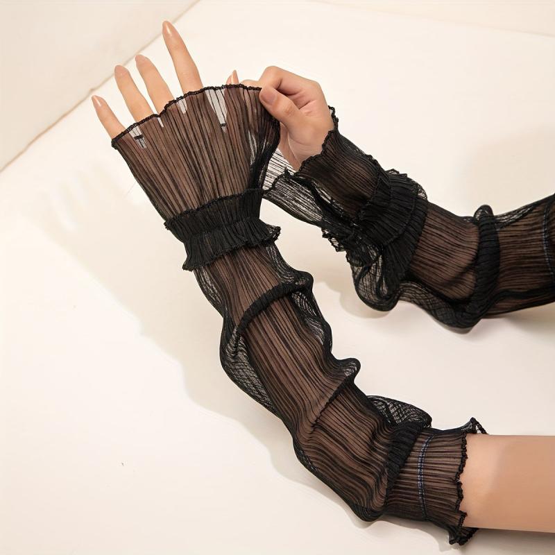 Ruffles Lace Sleeve Sunscreen UV Protection Loose Fit Sleeves