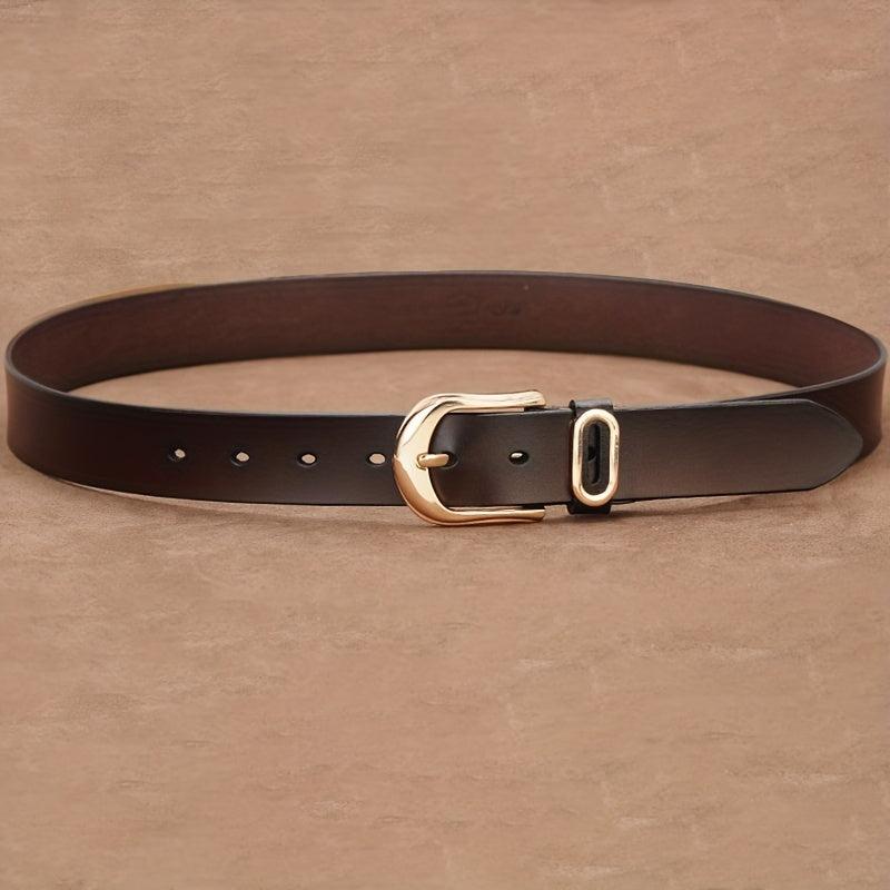 Men's Business Casual Leather Belt with Pin Buckle for Jeans Pants